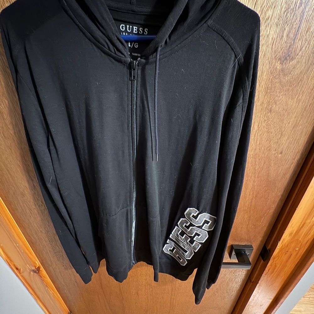 Guess Black Hoodie with Logo Detail